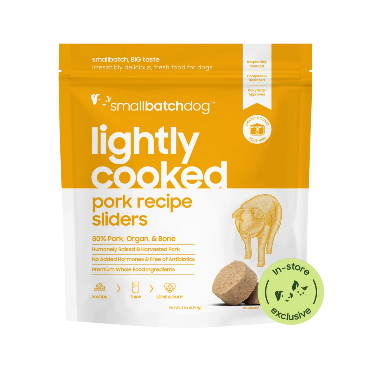 Smallbatch Lightly Cooked Pork Recipe Sliders for Dogs