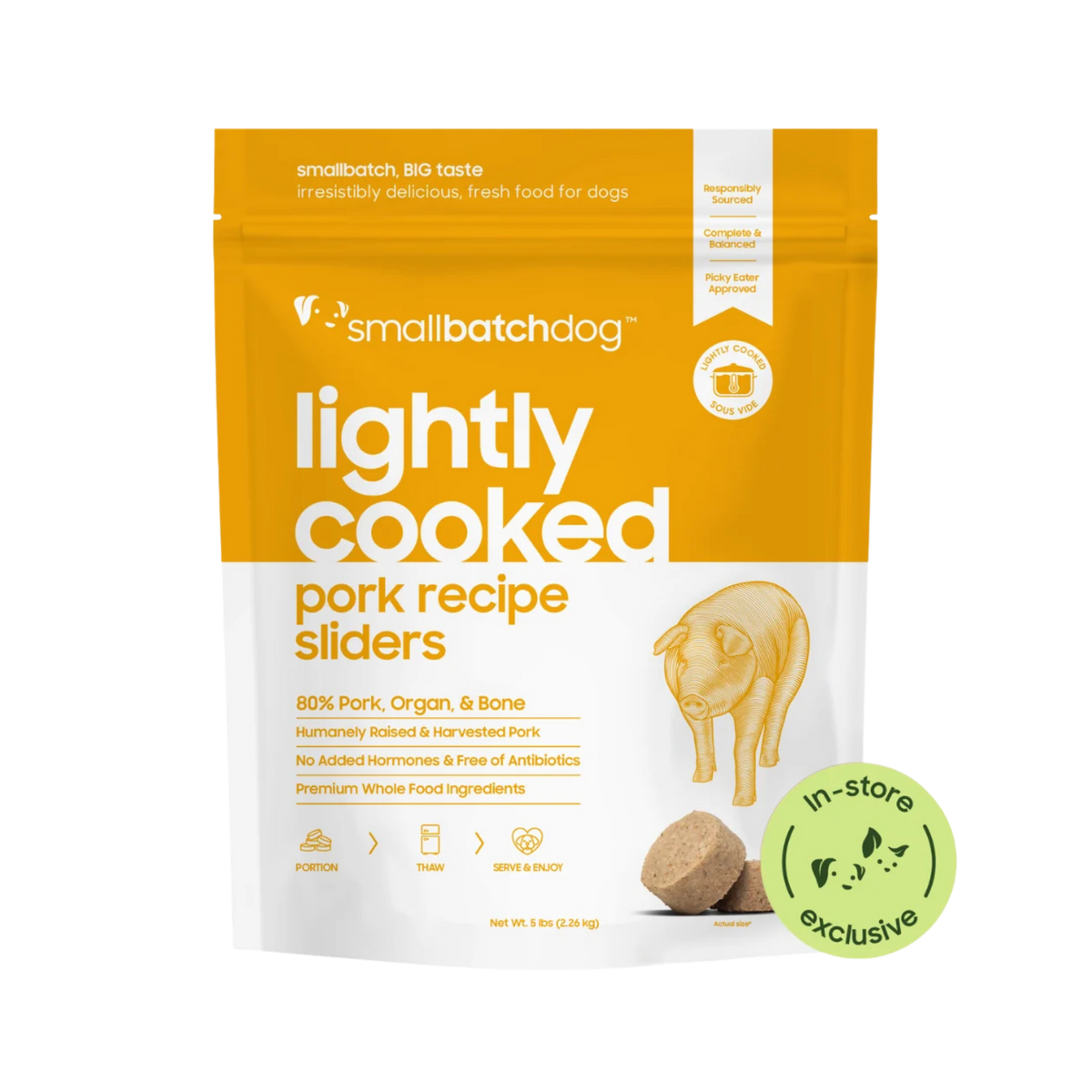 Smallbatch Lightly Cooked Pork Recipe Sliders for Dogs