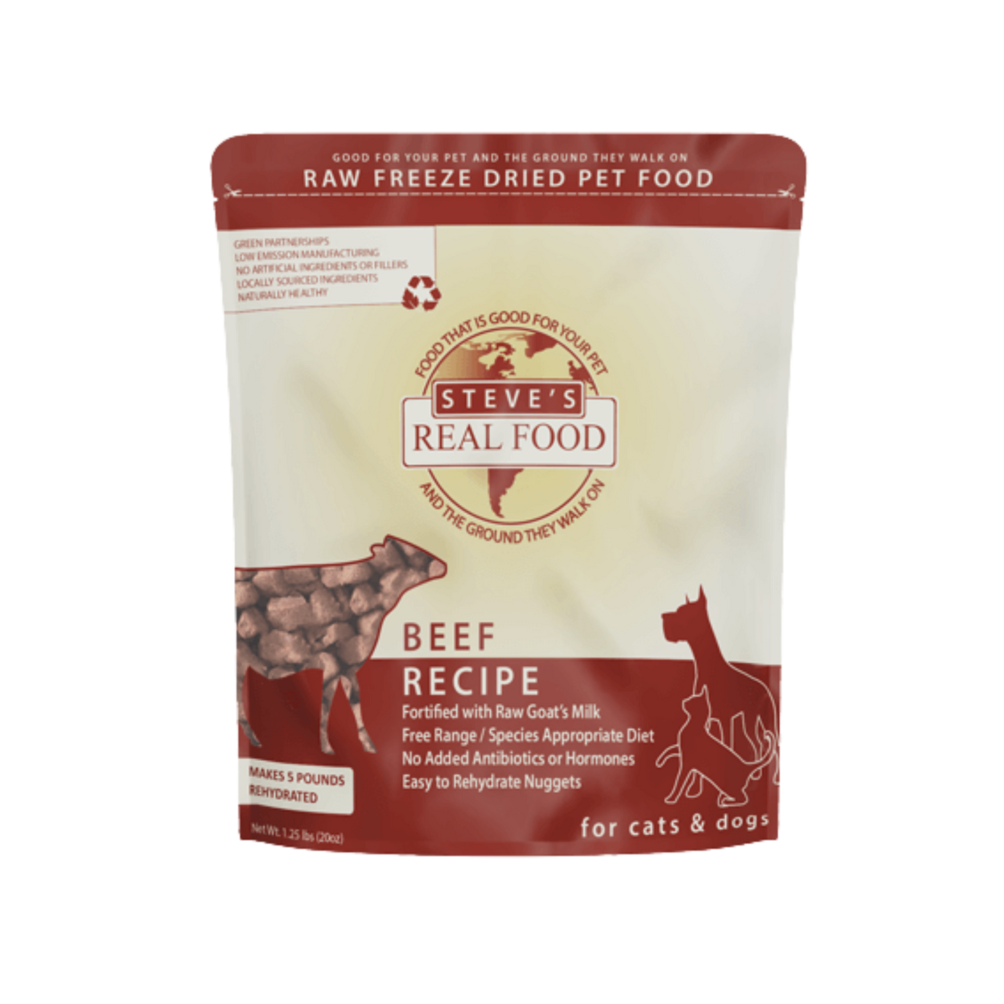 Steve's Real Food Freeze-Dried Beef Recipe Nuggets For Dogs & Cats