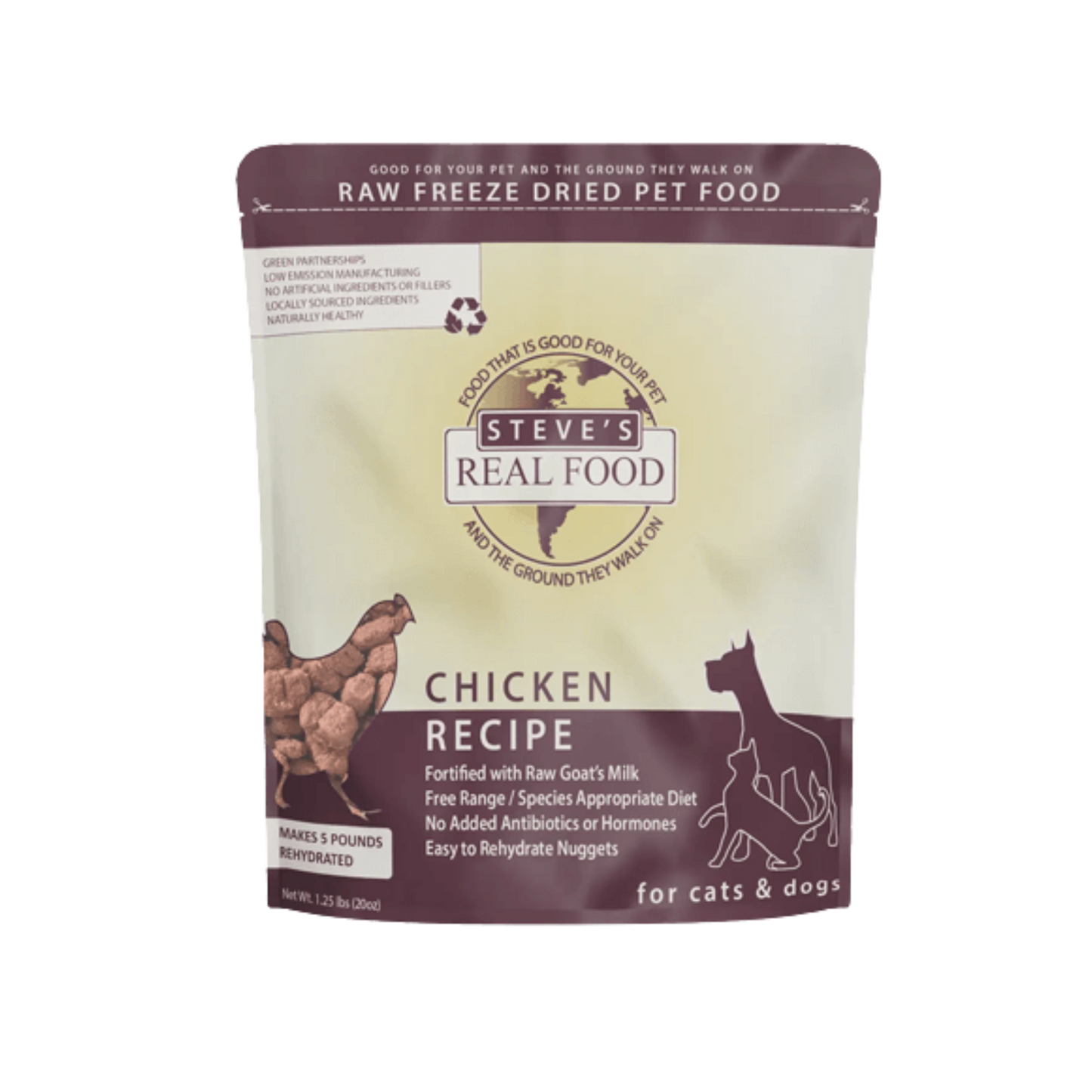 Steve's Real Food Freeze-Dried Chicken Recipe Nuggets for Dogs & Cats
