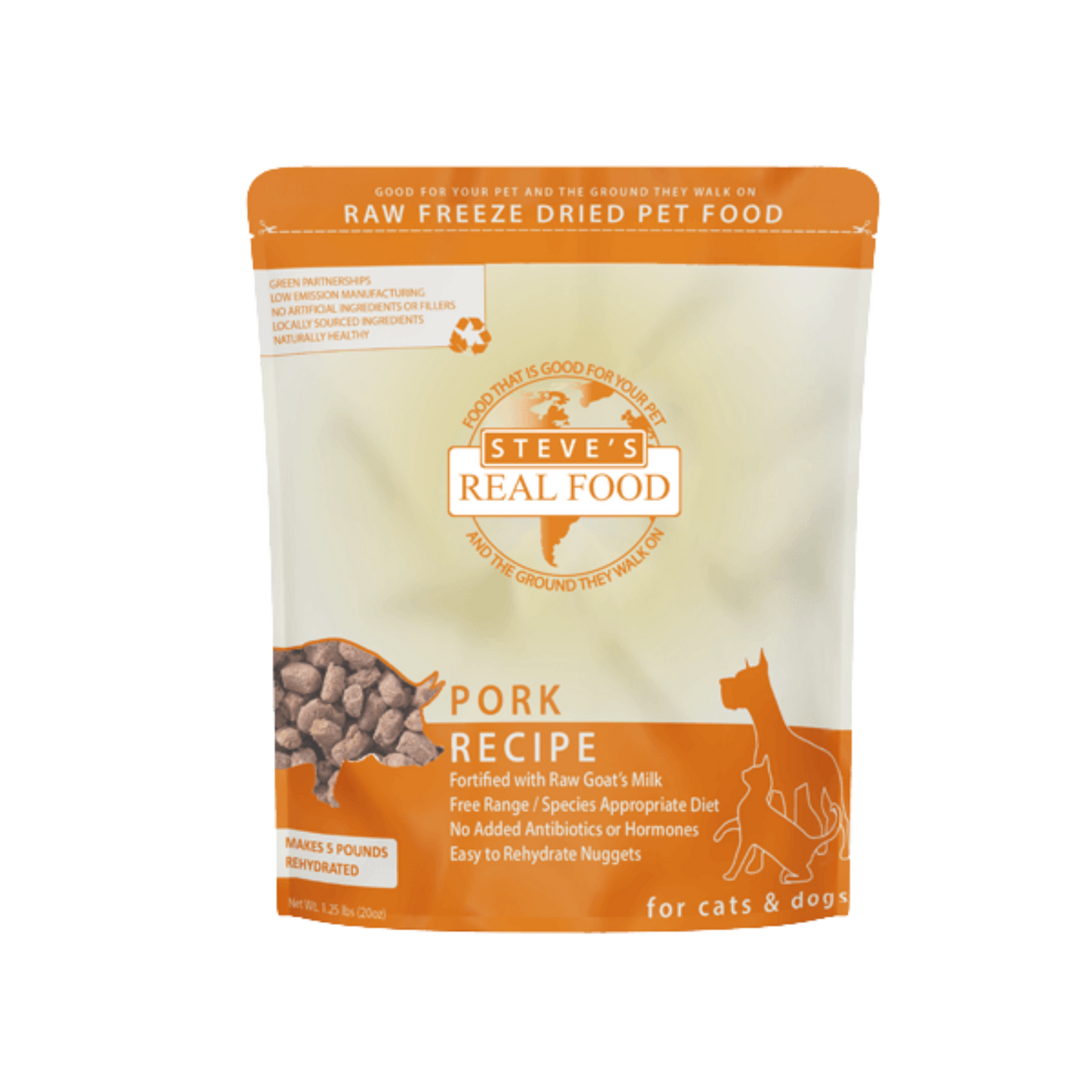 Steve's Real Food Freeze-Dried Raw Pork Recipe Nuggets for Dogs & Cats