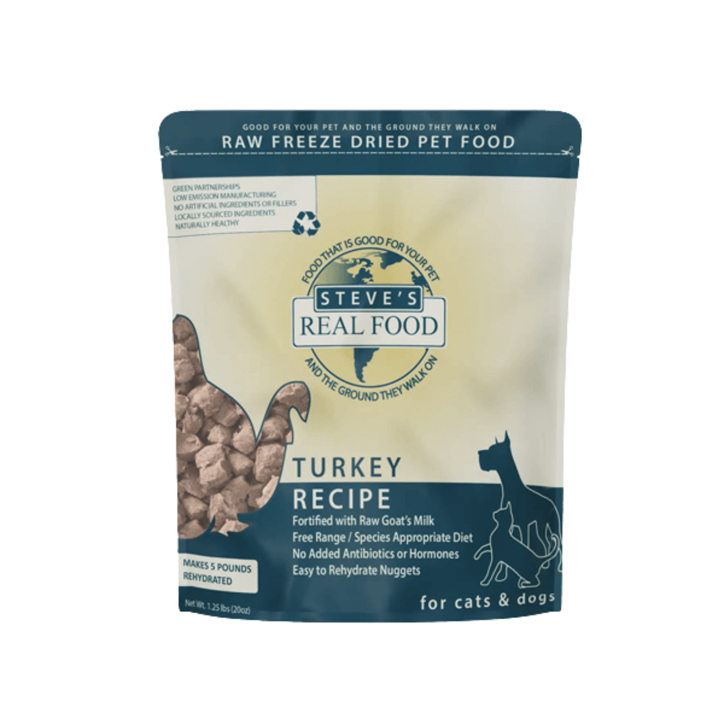 Steve's Real Food Freeze-Dried Turkey Recipe Nuggets for Dogs & Cats