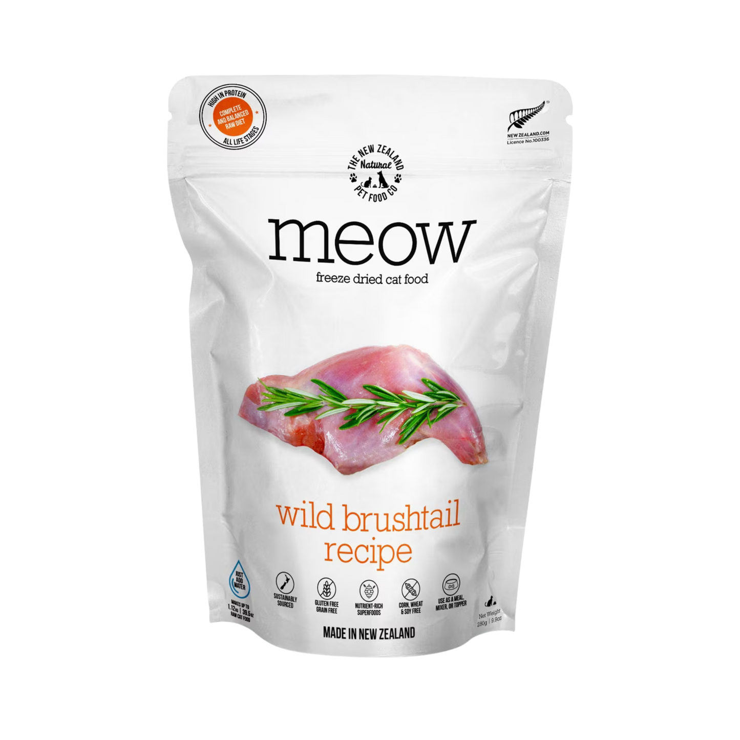 The New Zealand Natural Pet Food Co. Meow Freeze-Dried Raw Wild Brushtail for Cats