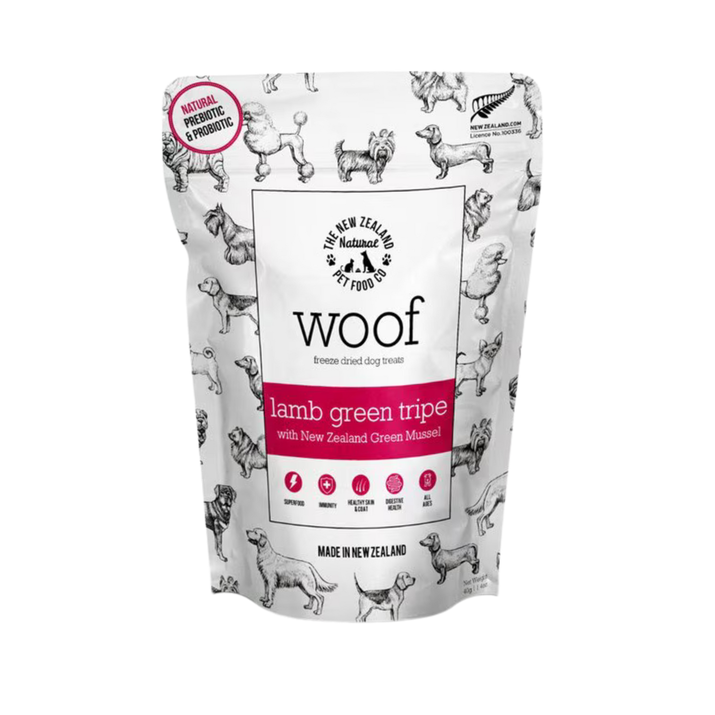 The New Zealand Natural Pet Food Co. Woof Lamb Green Tripe Freeze-Dried Dog Treats