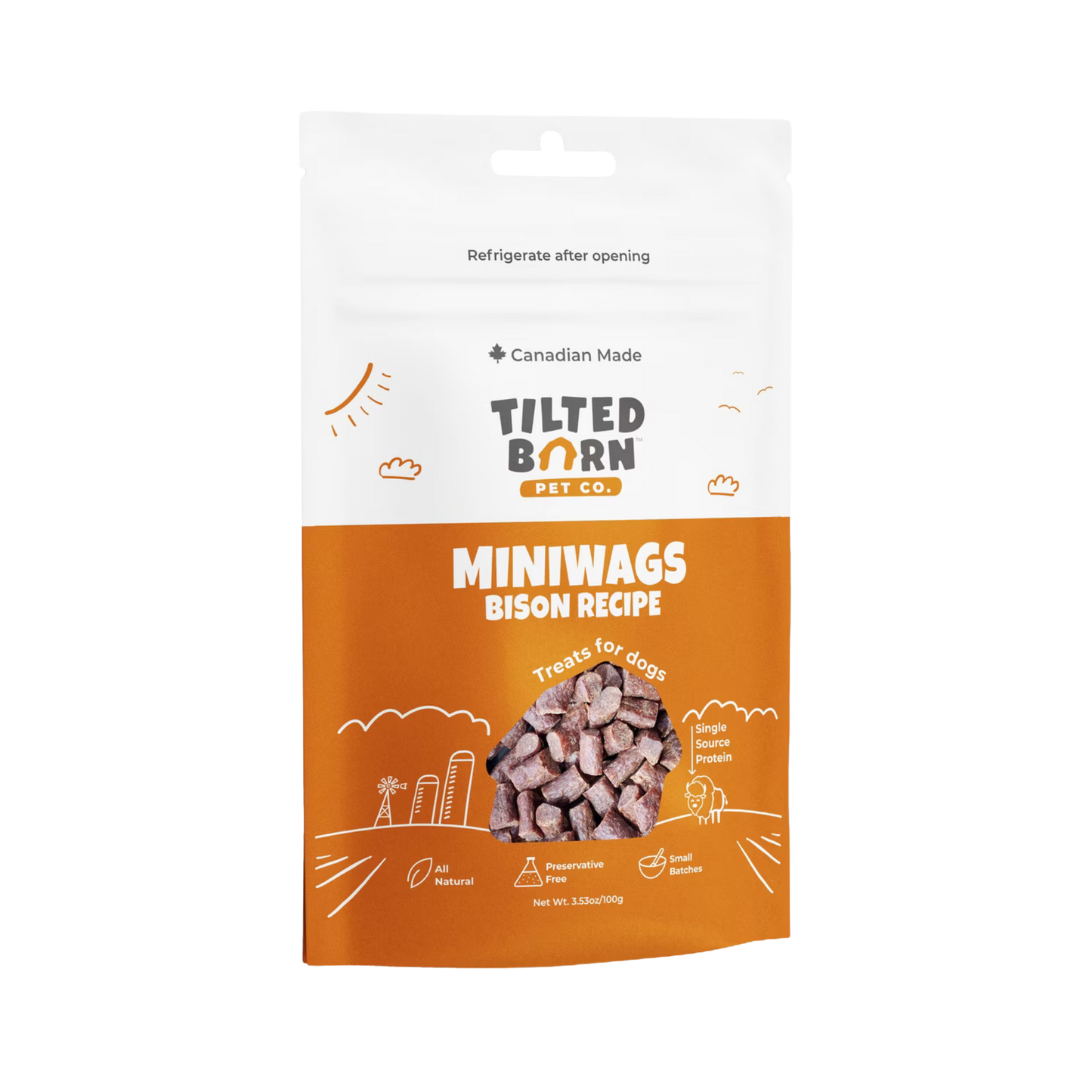 Tilted Barn Pet Co. Miniwags Bison Recipe Treats for Dogs, 3.53oz