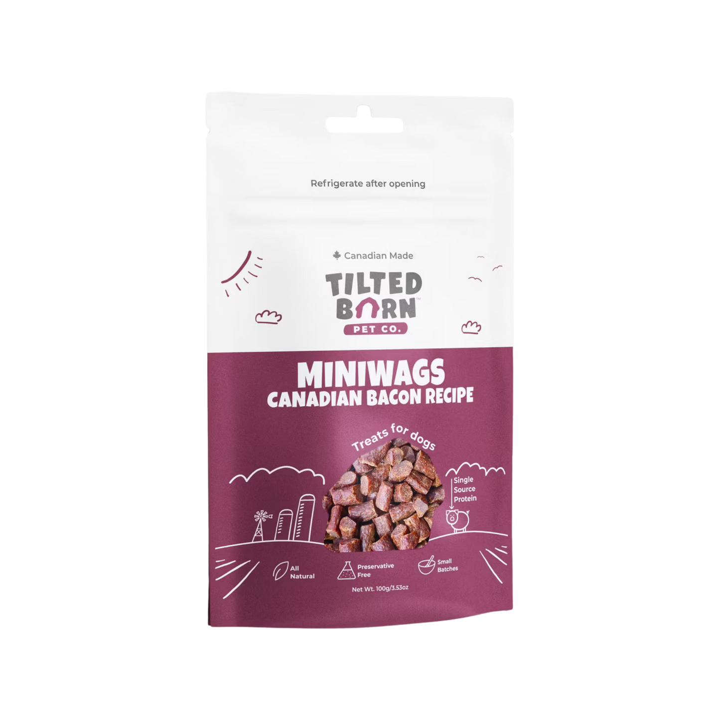 Tilted Barn Pet Co. Miniwags Canadian Bacon Recipe Treats for Dogs, 3.53oz