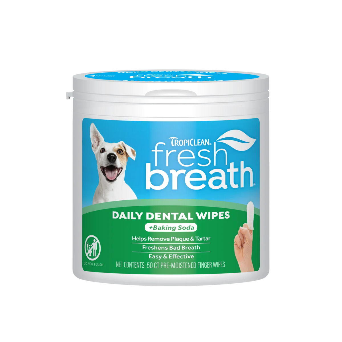 Tropiclean Fresh Breath Daily Dental Wipes for Dogs & Cats, 50ct