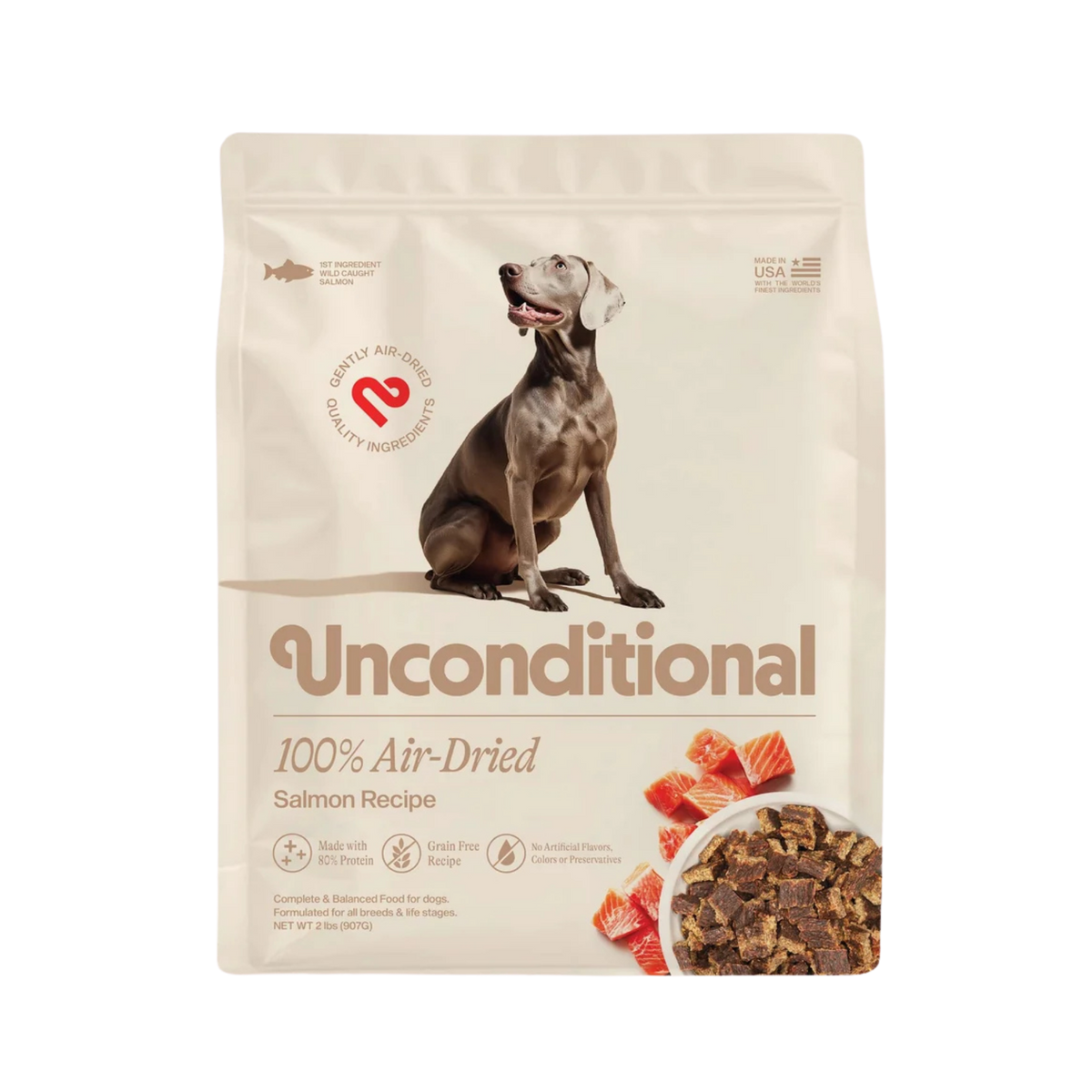 Unconditional Air-Dried Salmon Recipe Dog Food, 2lb