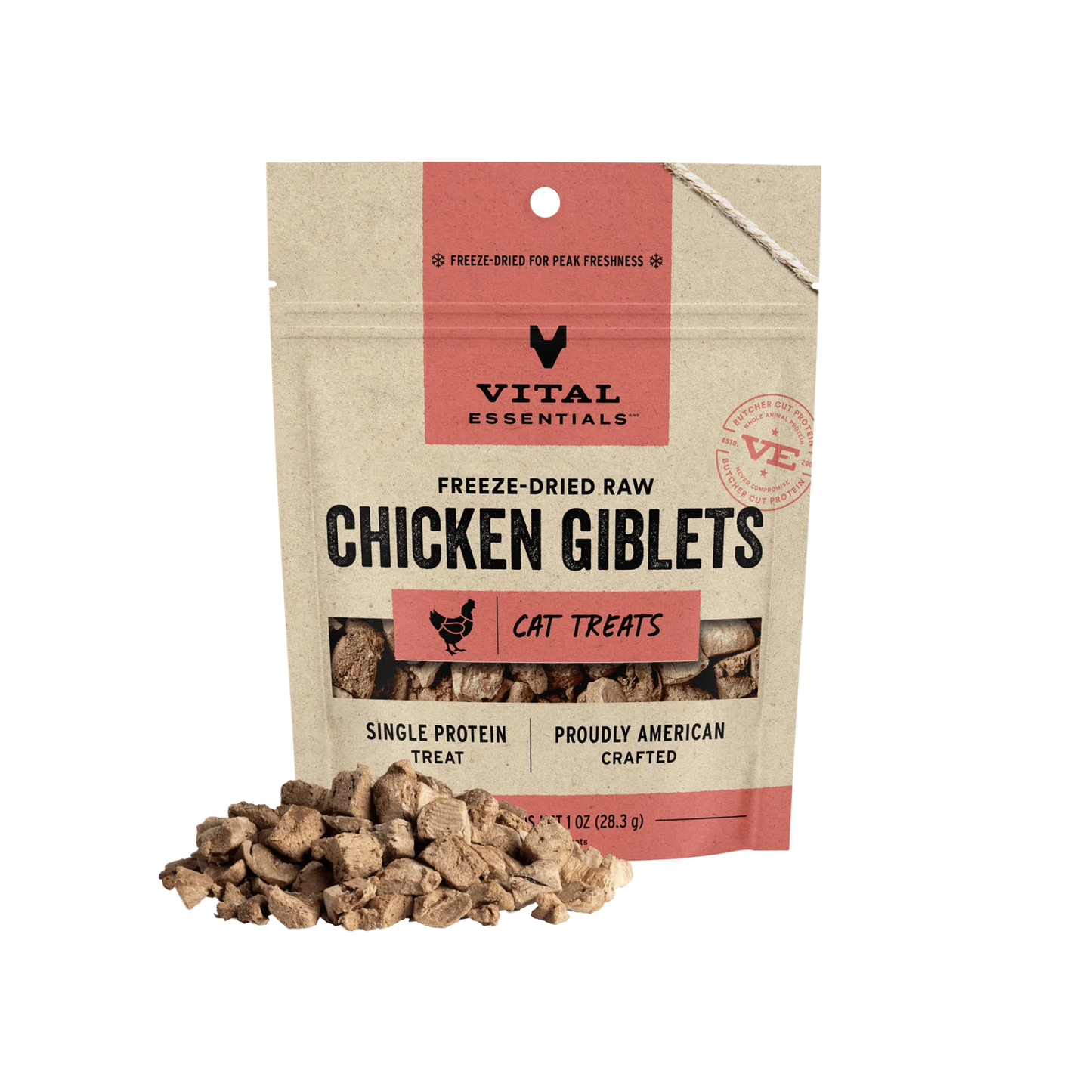 Vital Essentials Freeze-Dried Raw Chicken Giblets Cat Treats