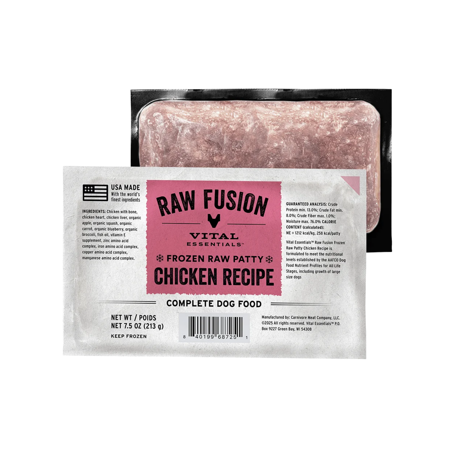 Vital Essentials Frozen Raw Fusion Chicken Recipe Patty