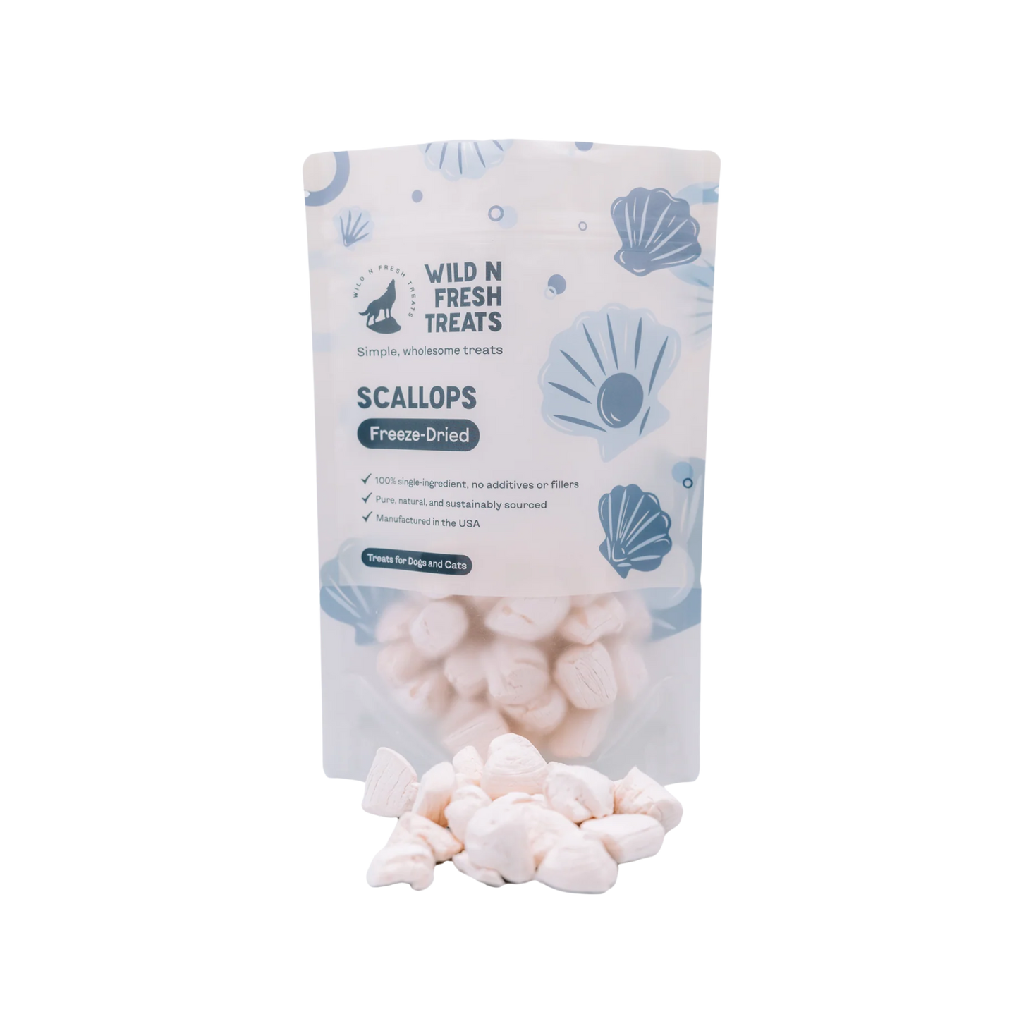 Wild N Fresh Freeze-Dried Scallops for Dogs & Cats