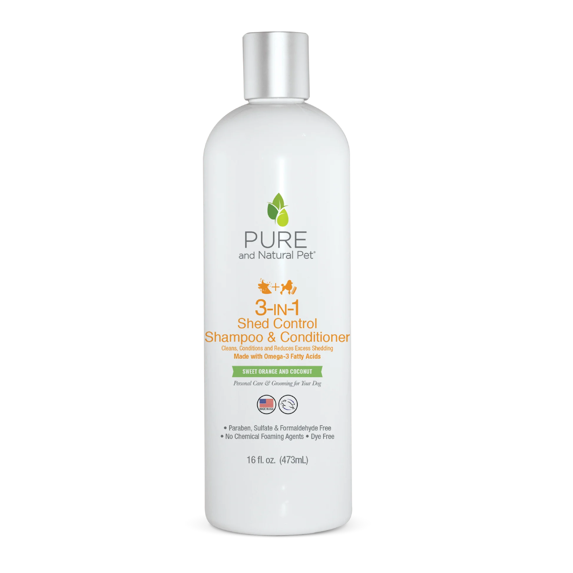 Pure & Natural 3-in-1 Shed Control Shampoo & Conditioner: Orange & Coconut - Pups & Cubs Premium Pet Food