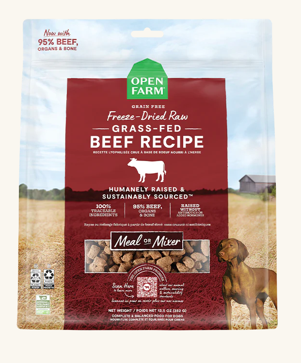 OPEN FARM Grass-Fed Beef Freeze Dried Raw Morsels for Dogs, 13.5 OZ