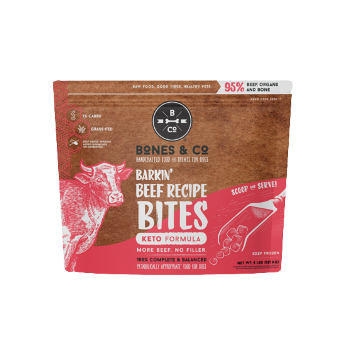 Bones & Co. Barkin' Beef Recipe Frozen Raw Dog Food