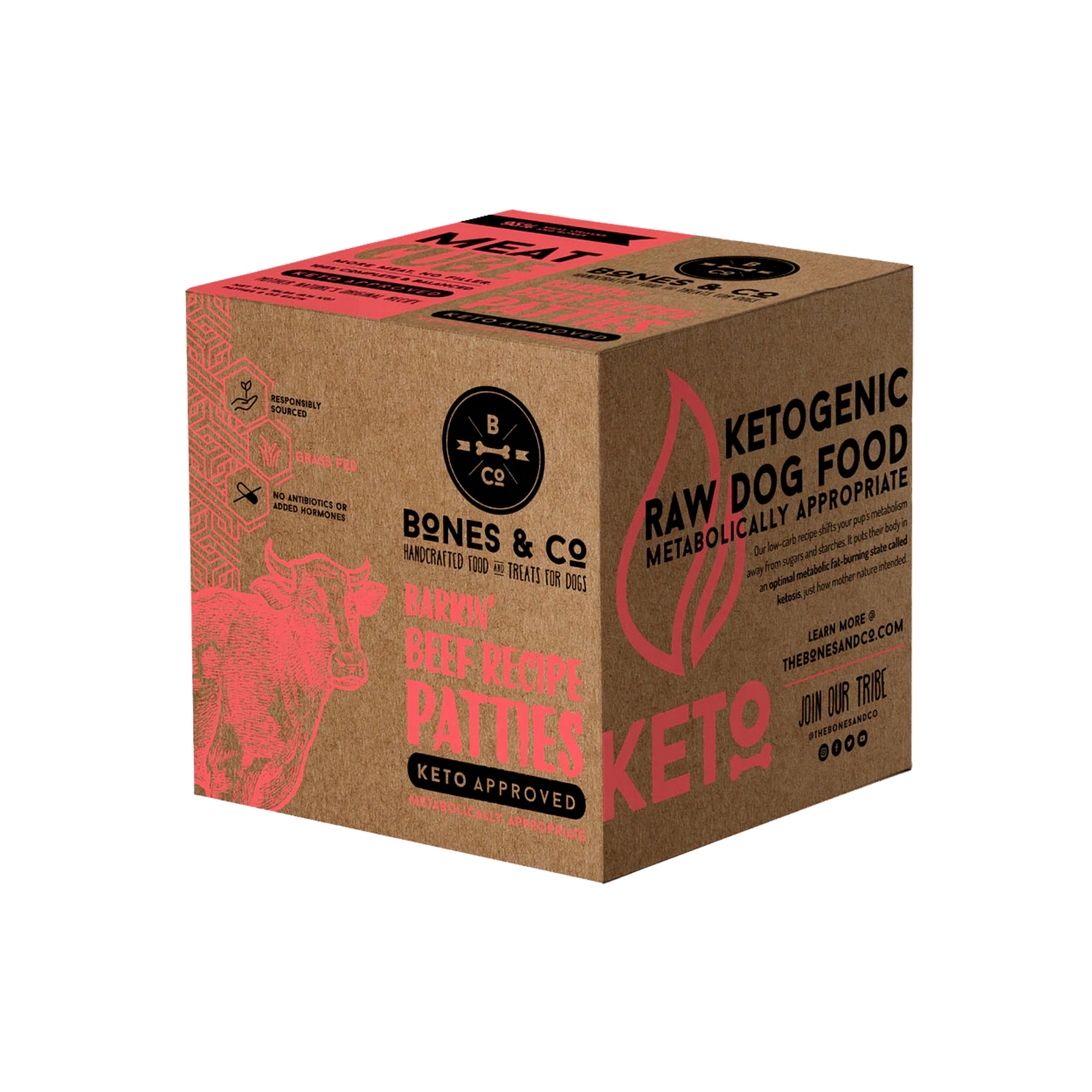 Bones & Co. Barkin' Beef Recipe Frozen Raw Dog Food - Pups & Cubs Premium Pet Food