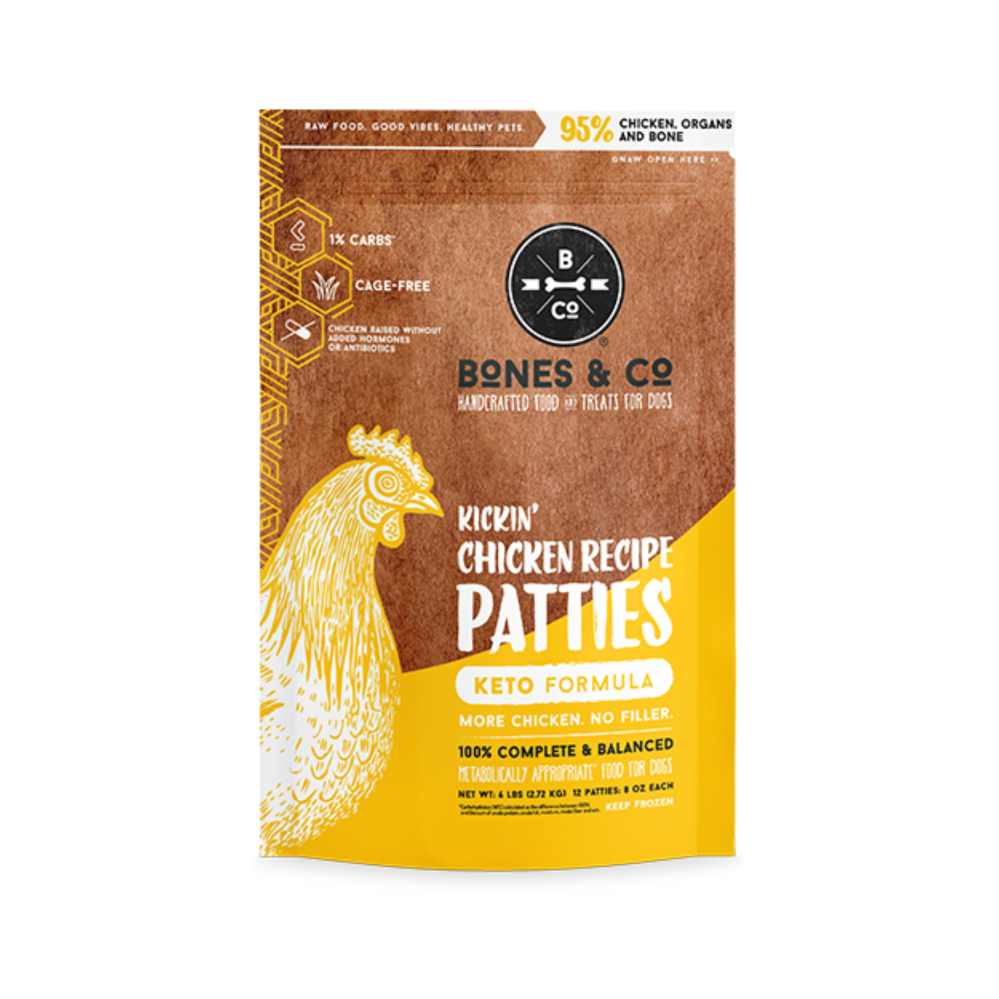 Bones & Co. Kickin' Chicken Recipe Frozen Raw Dog Food - Pups & Cubs Premium Pet Food