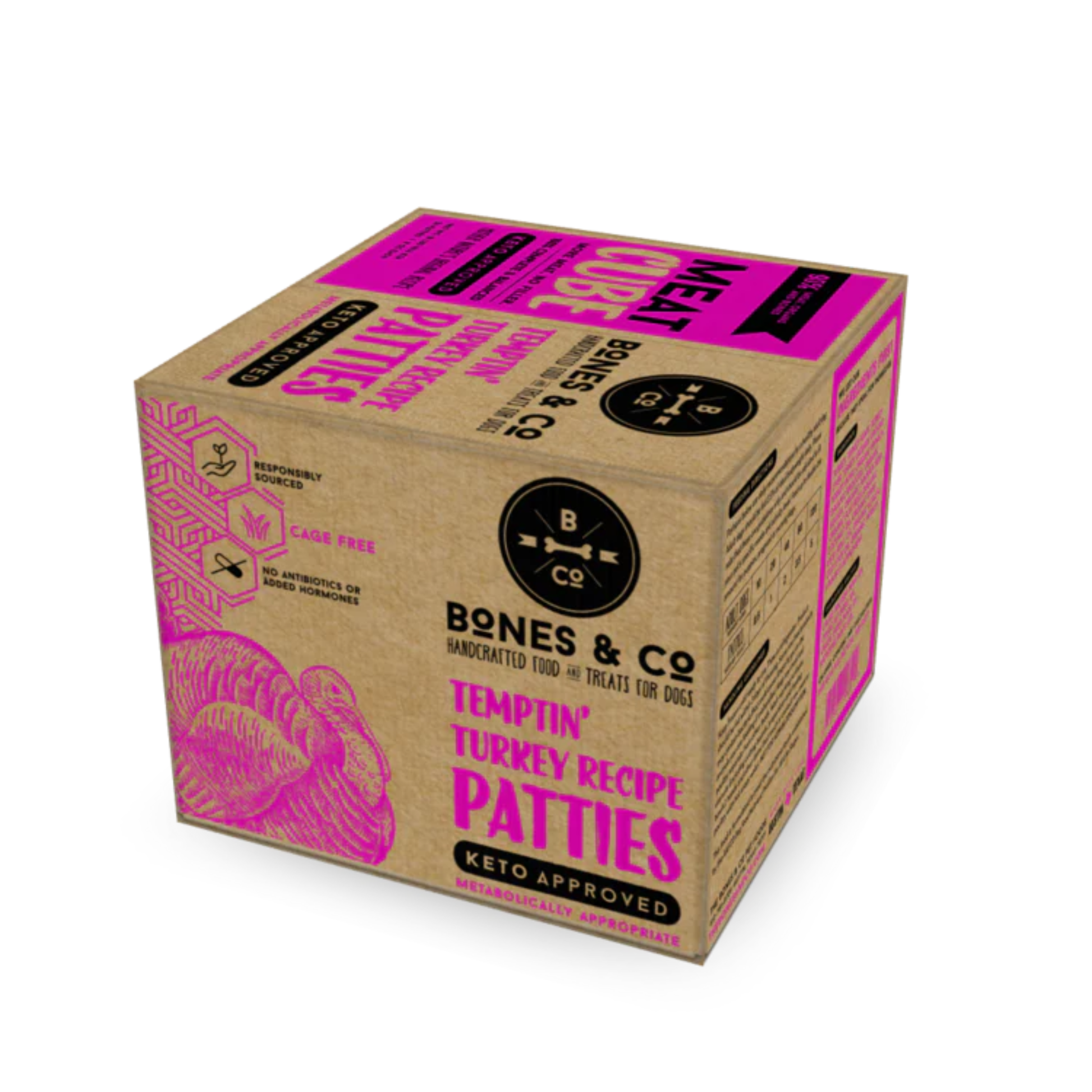 Bones & Co. Temptin' Turkey Recipe Frozen Raw Dog Food - Pups & Cubs Premium Pet Food