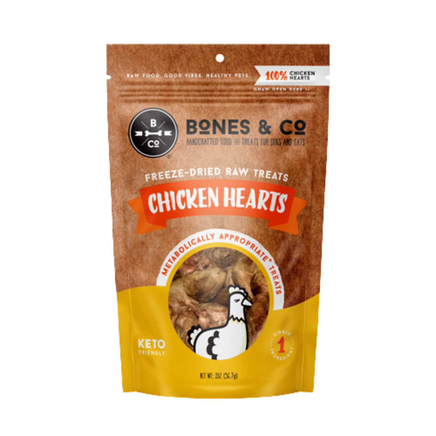 Bones & Co. Freeze Dried Chicken Hearts Dog & Cat Treats - Pups & Cubs Premium Pet Food