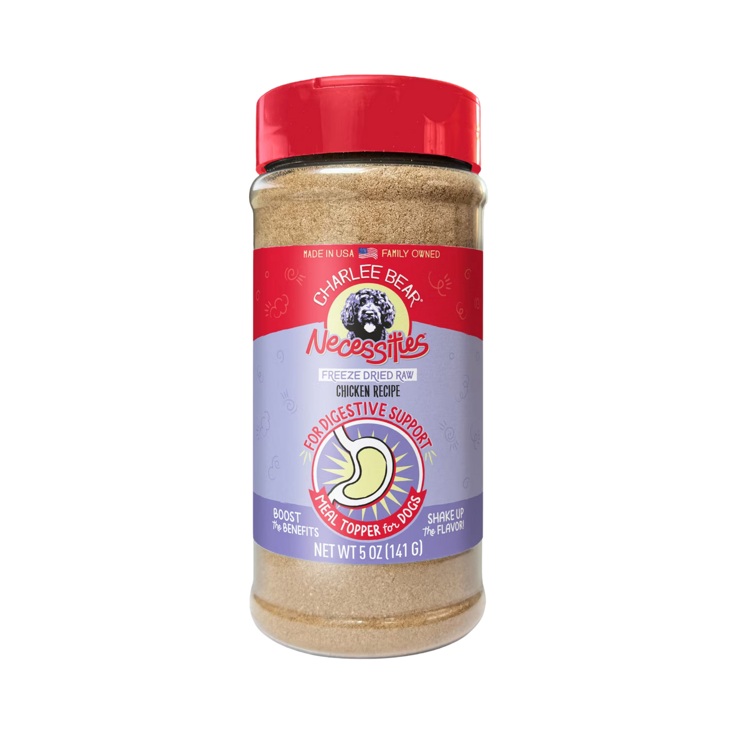 Charlee Bear Necessities Freeze-Dried Chicken Recipe Digestive Health Support Grain-Free Dog Food Topper