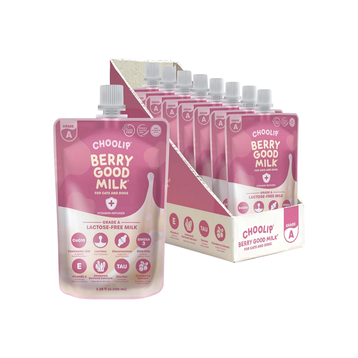 Choolip Berry Good Milk for Dogs & Cats Single Pouch, 3.38fl oz