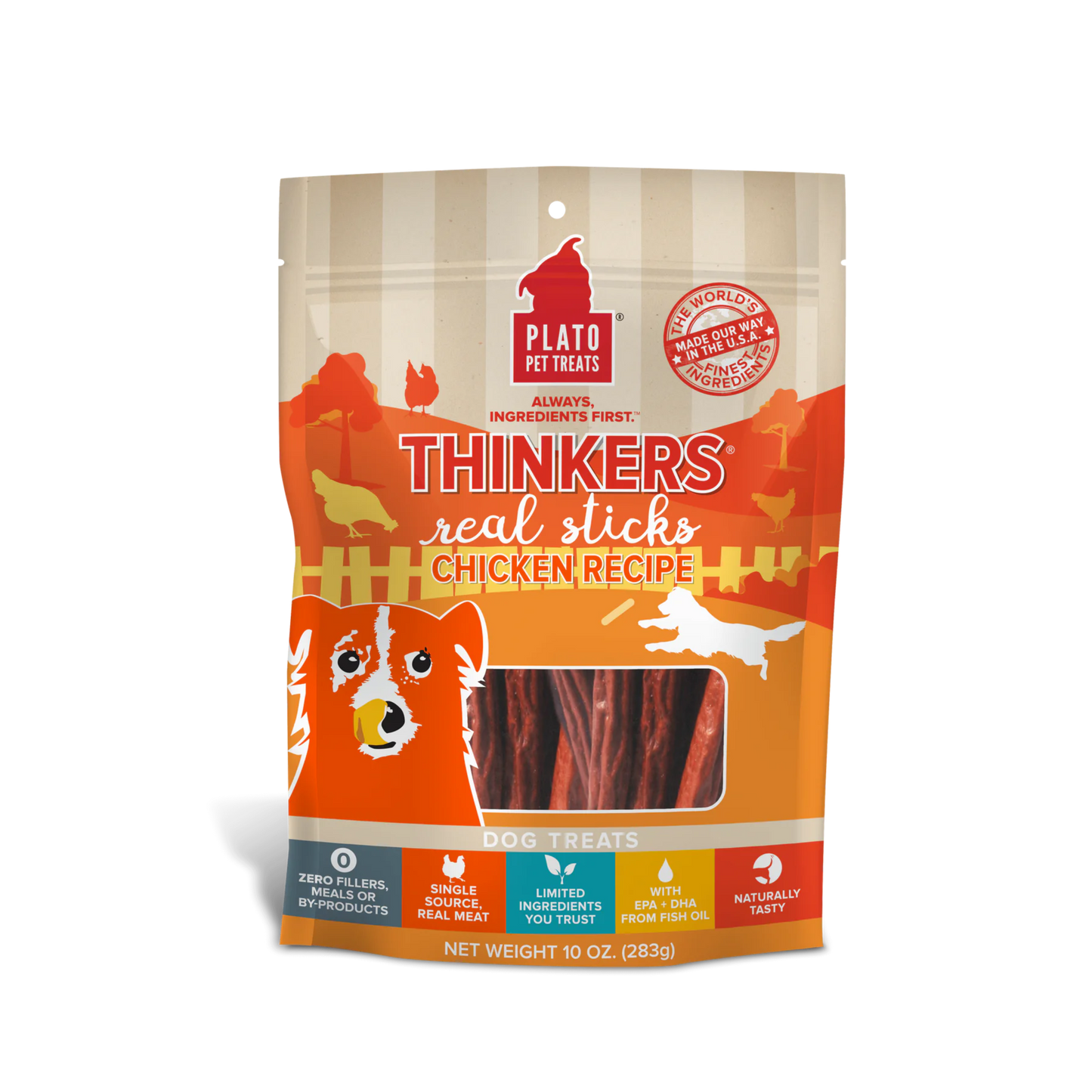 Plato Thinkers Chicken Meat Stick Dog Treats