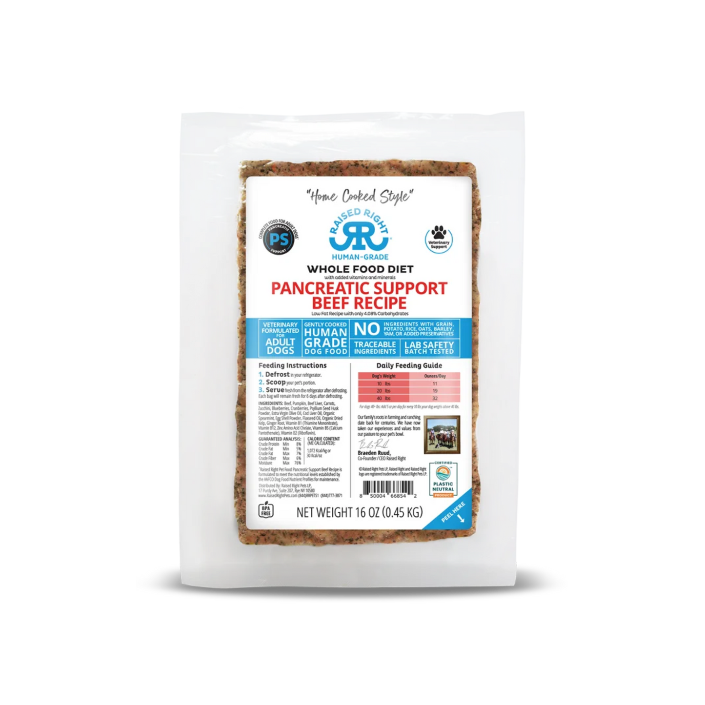 Raised Right Pancreatic Support Adult Dog Recipe