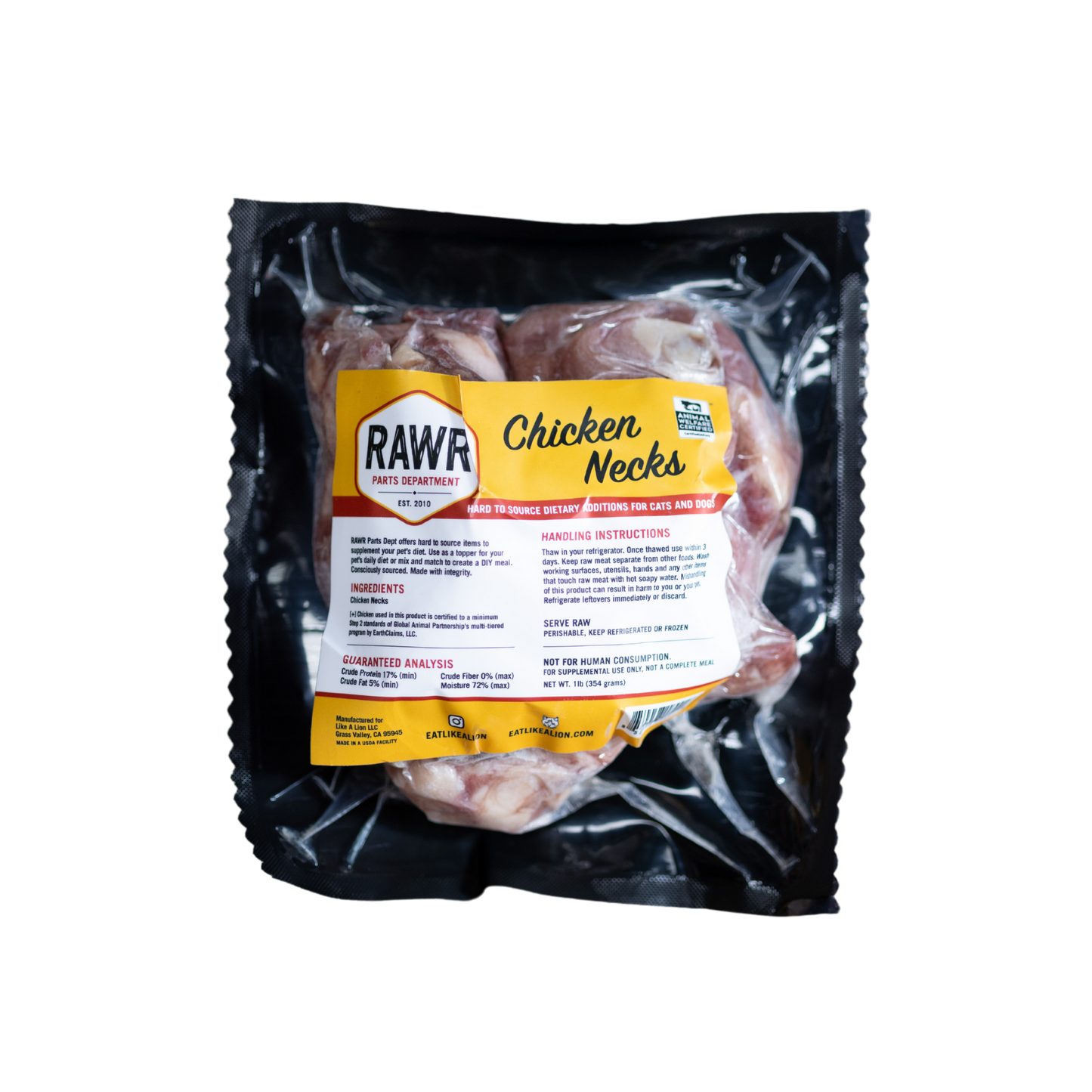 Rawr Frozen Chicken Necks for Dogs & Cats