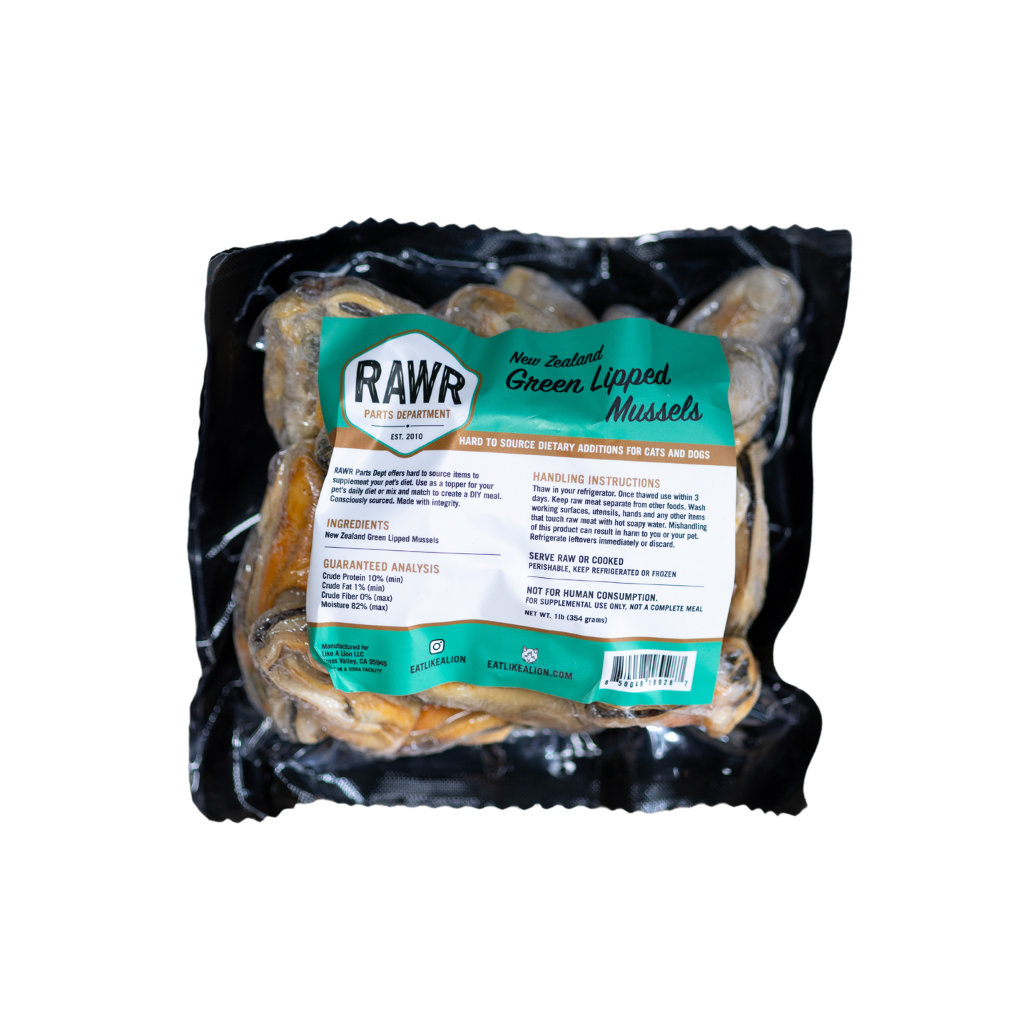 Rawr Frozen Raw Green Lipped Mussels for Dogs & Cats