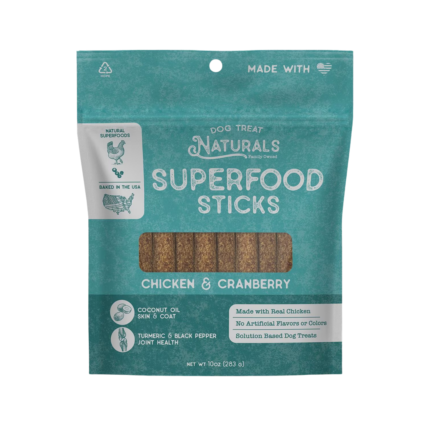 Dog Treat Naturals Chicken & Cranberry Superfood Sticks