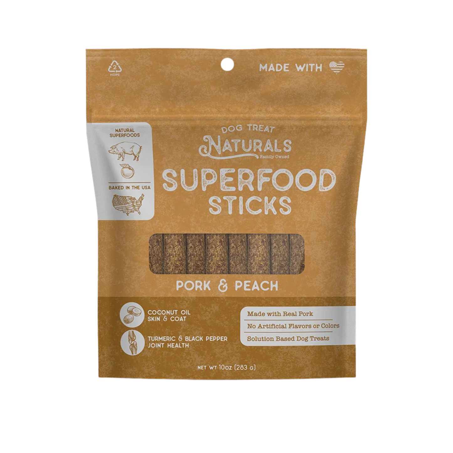 Dog Treat Naturals Pork & Peach Superfood Sticks