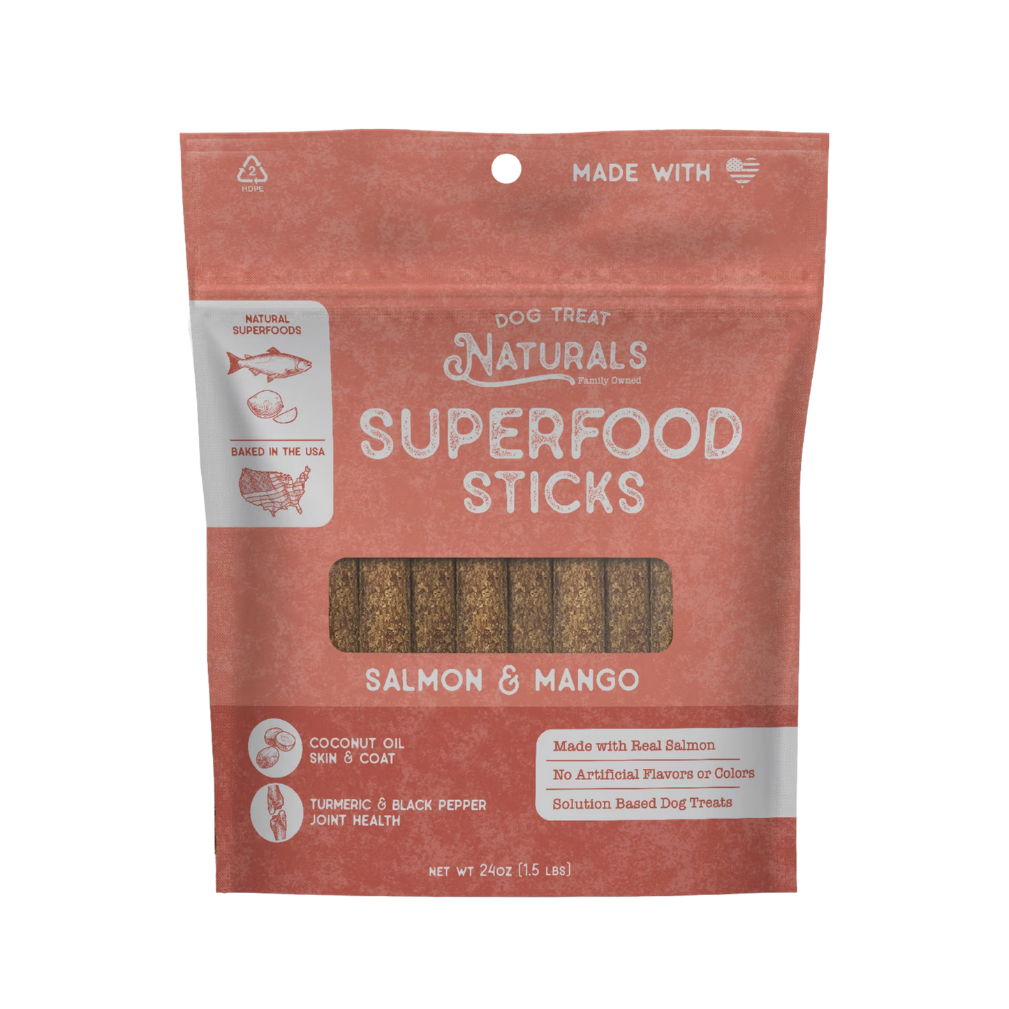 Dog Treat Naturals Salmon & Mango Superfood Sticks