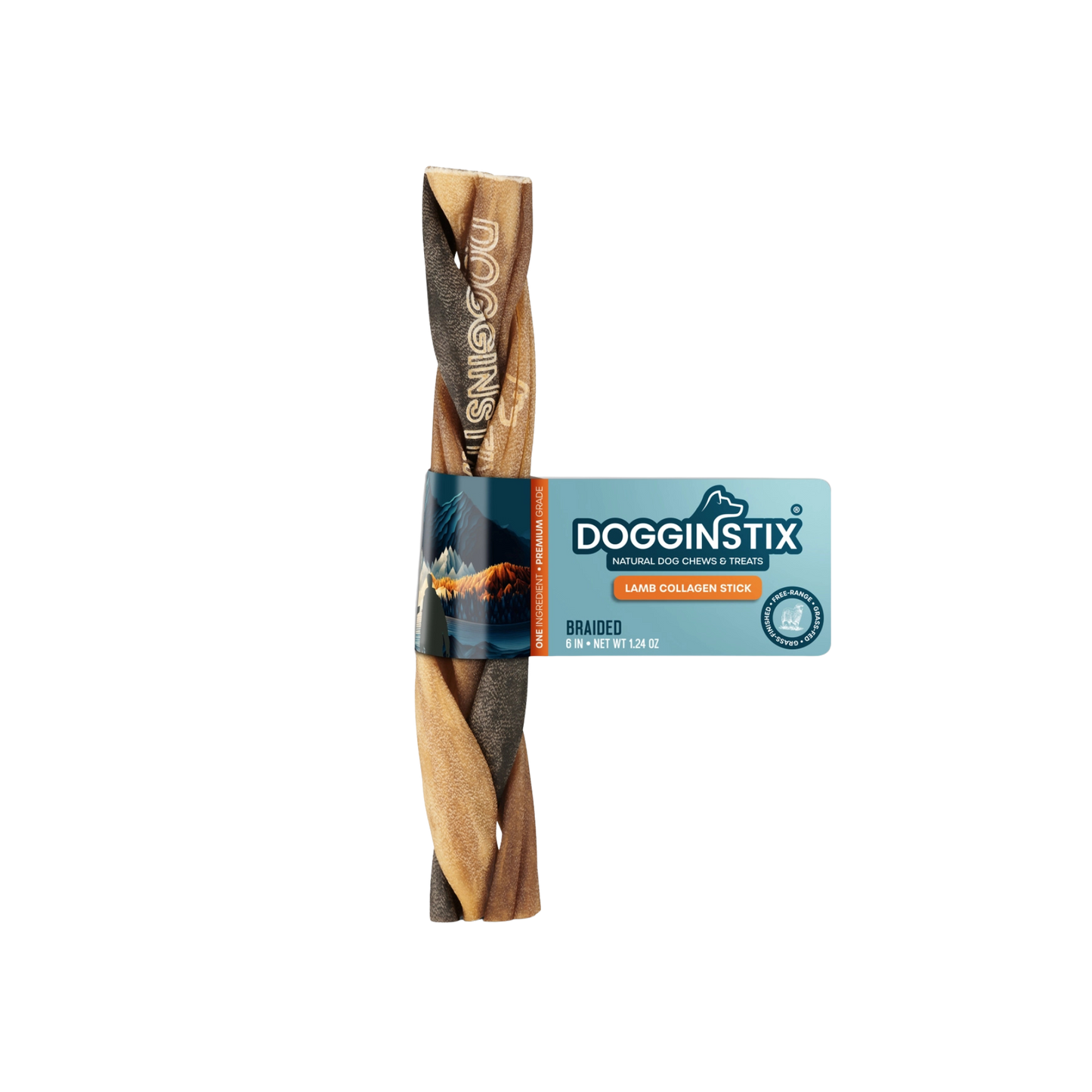 Dogginstix Braided Lamb Collagen 6" Stick