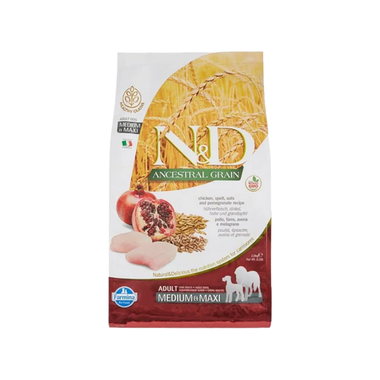 Farmina Dog N&D Ancestral Grain Medium & Maxi Dog Chicken & Pomegranate Recipe