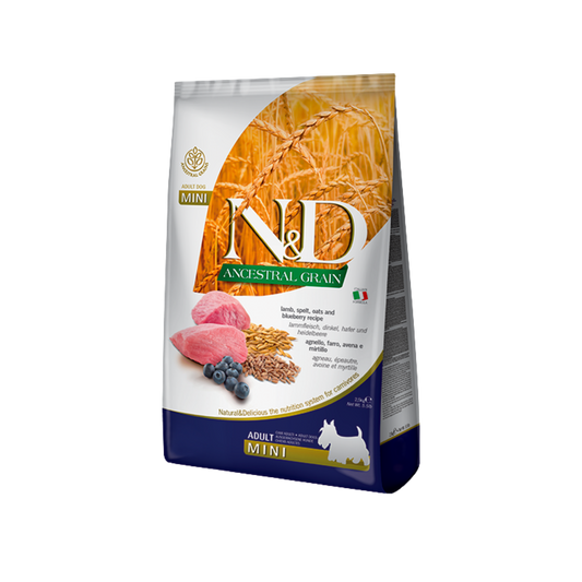 Farmina N&D Lamb & Blueberry Ancestral Grains Adult Mini Dry Dog Food