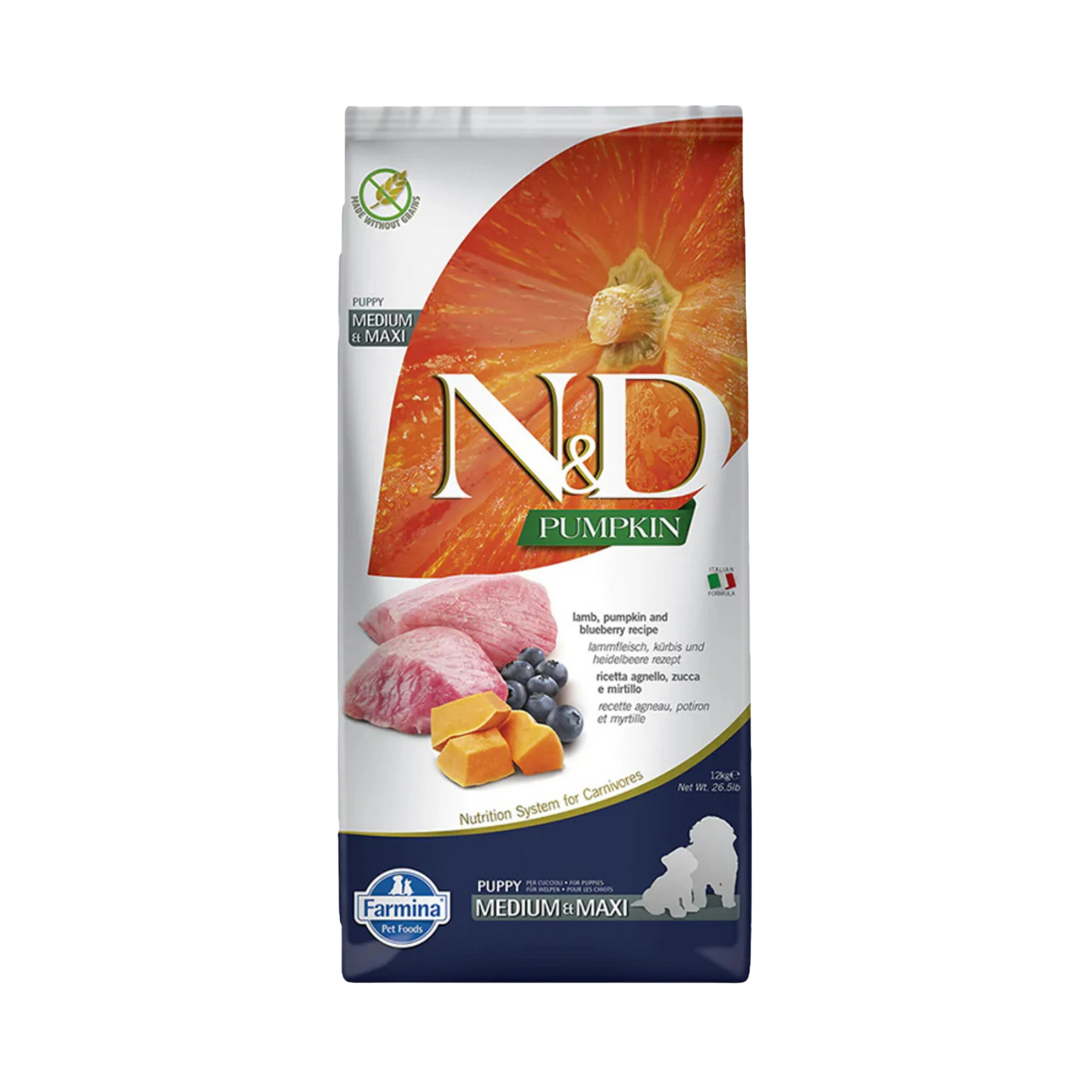 Farmina N&D Lamb & Blueberry Puppy Medium & Maxi Dry Dog Food