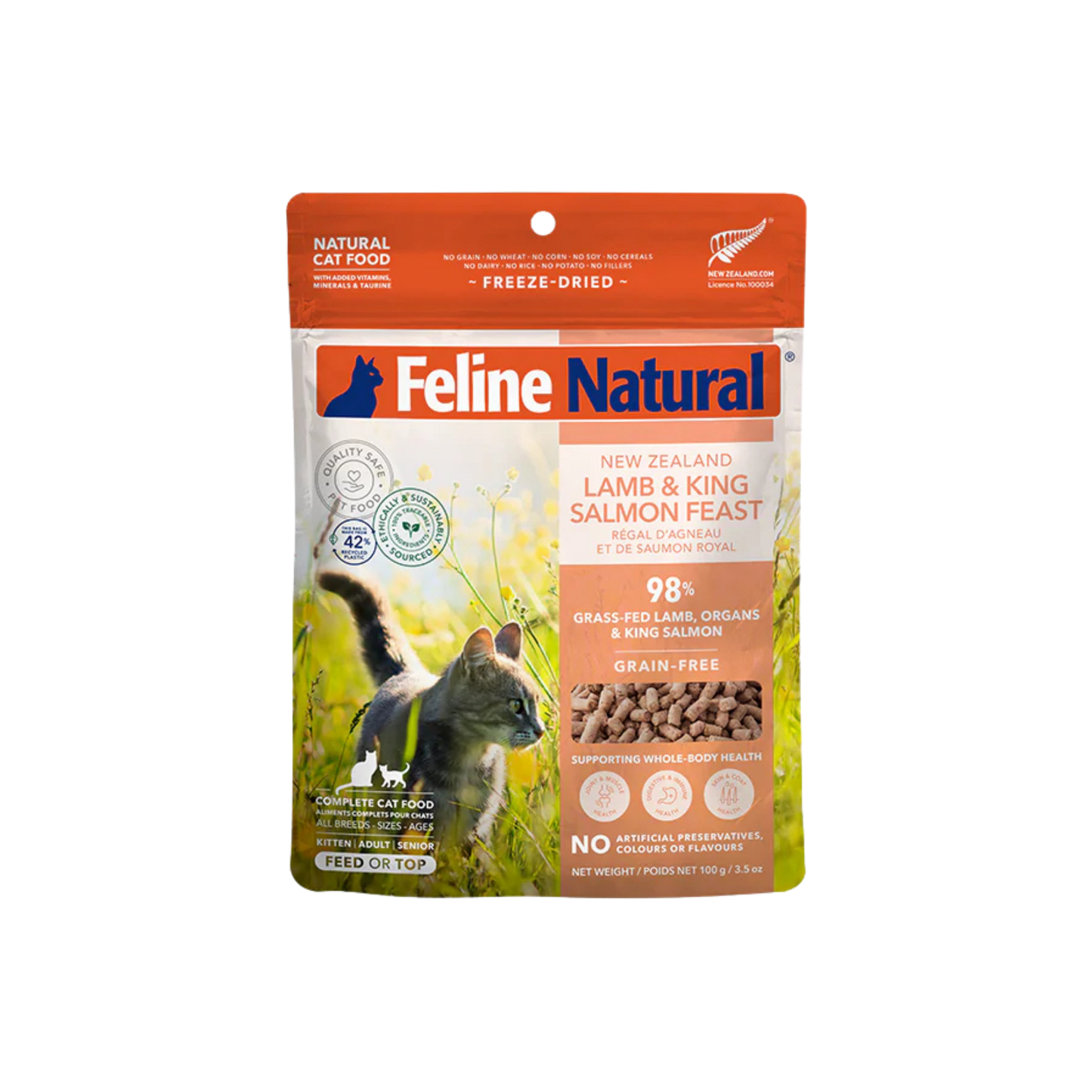 Feline Natural New Zealand Lamb & King Salmon Feast Freeze-Dried Cat Food