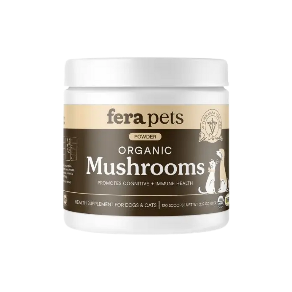 Fera Pets Organic Mushrooms for Dogs & Cats, 2.12oz