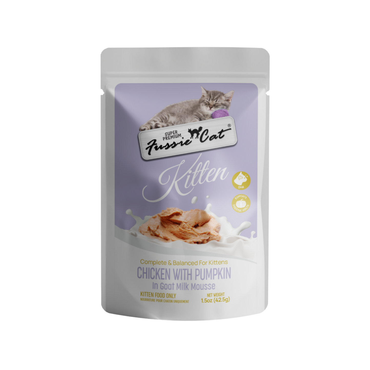 Fussie Cat Chicken with Pumpkin in Goat Milk Mousse Kitten Pouch, 1.5oz