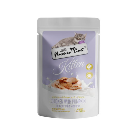 Fussie Cat Chicken with Pumpkin in Goat Milk Mousse Kitten Pouch, 1.5oz