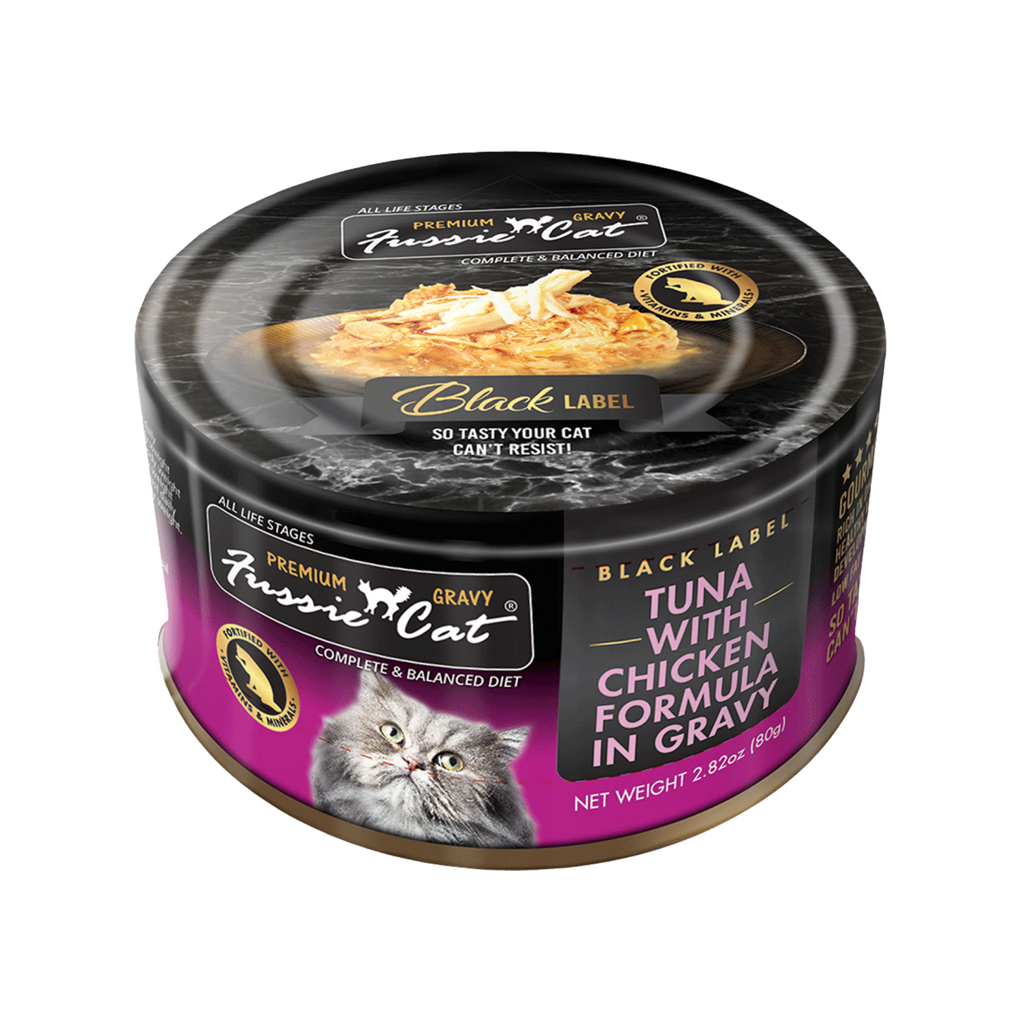 Fussie Cat Premium Black Label Tuna With Chicken Formula in Gravy Recipe