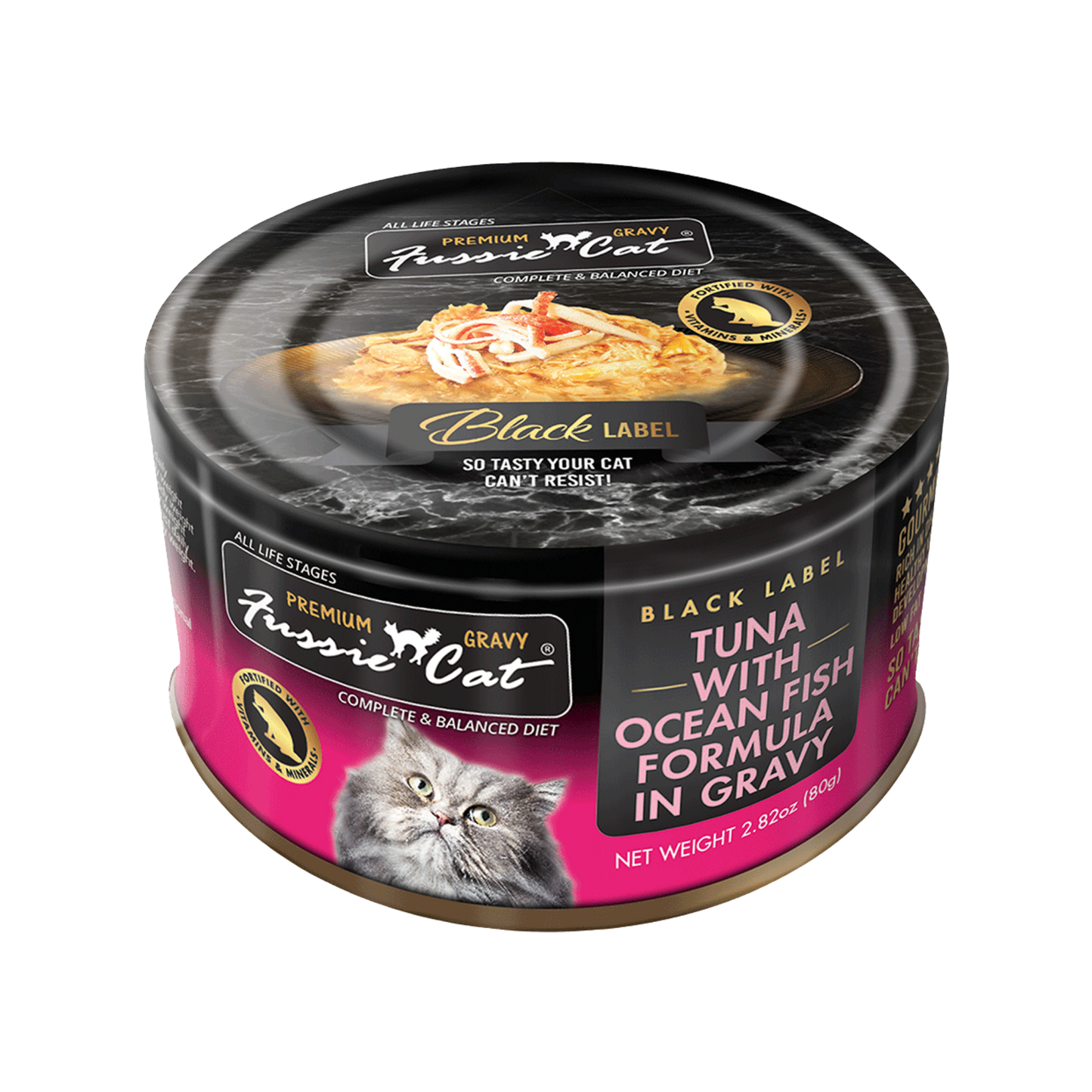 Fussie Cat Premium Black Label Tuna with Ocean Fish Formula in Gravy Recipe