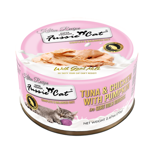 Fussie Cat Tuna & Chicken with Pumpkin In Goat Milk Mousse Kitten Recipe