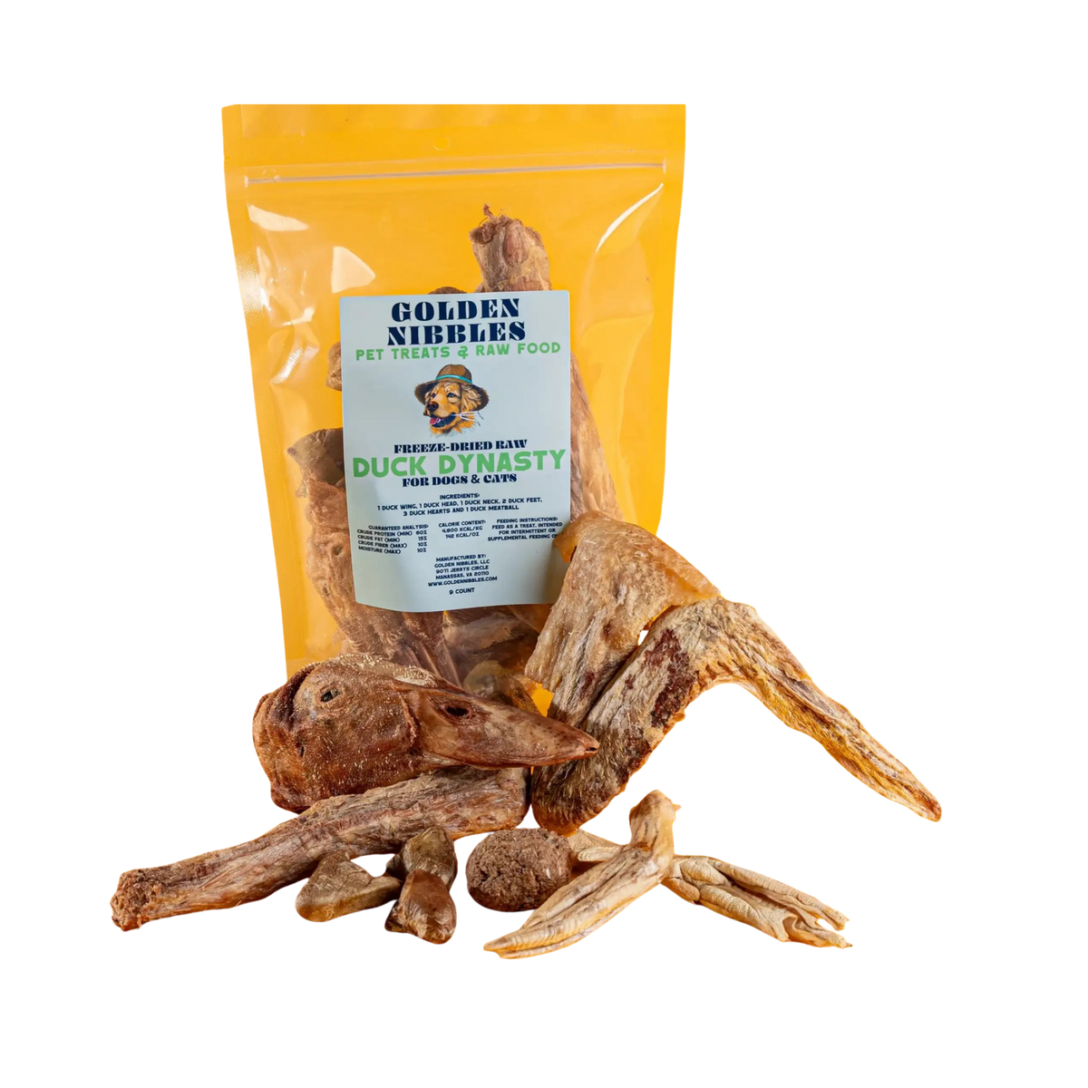 Golden Nibbles Freeze-Dried Duck Dynasty Variety Bag for Dogs & Cats, 9ct