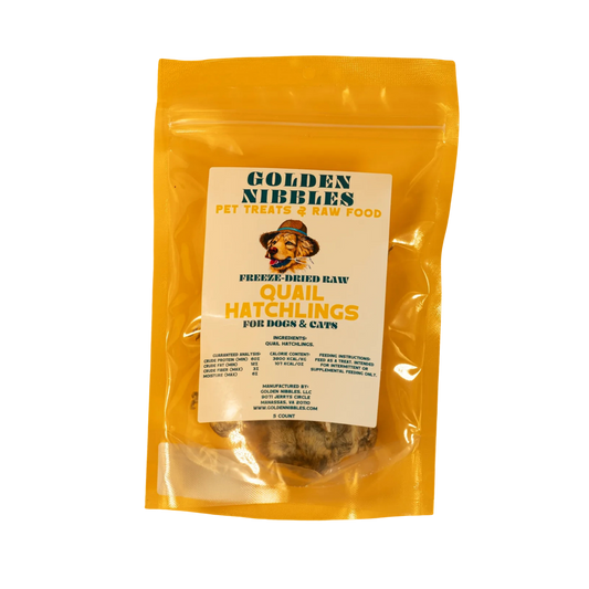 Golden Nibbles Freeze-Dried Quail Hatchlings for Dogs & Cats, 5ct