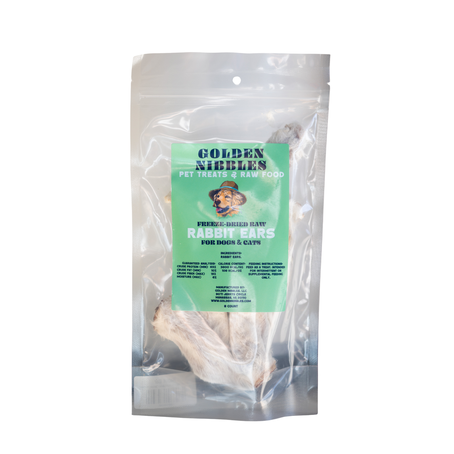 Golden Nibbles Freeze-Dried Raw Rabbit Ears