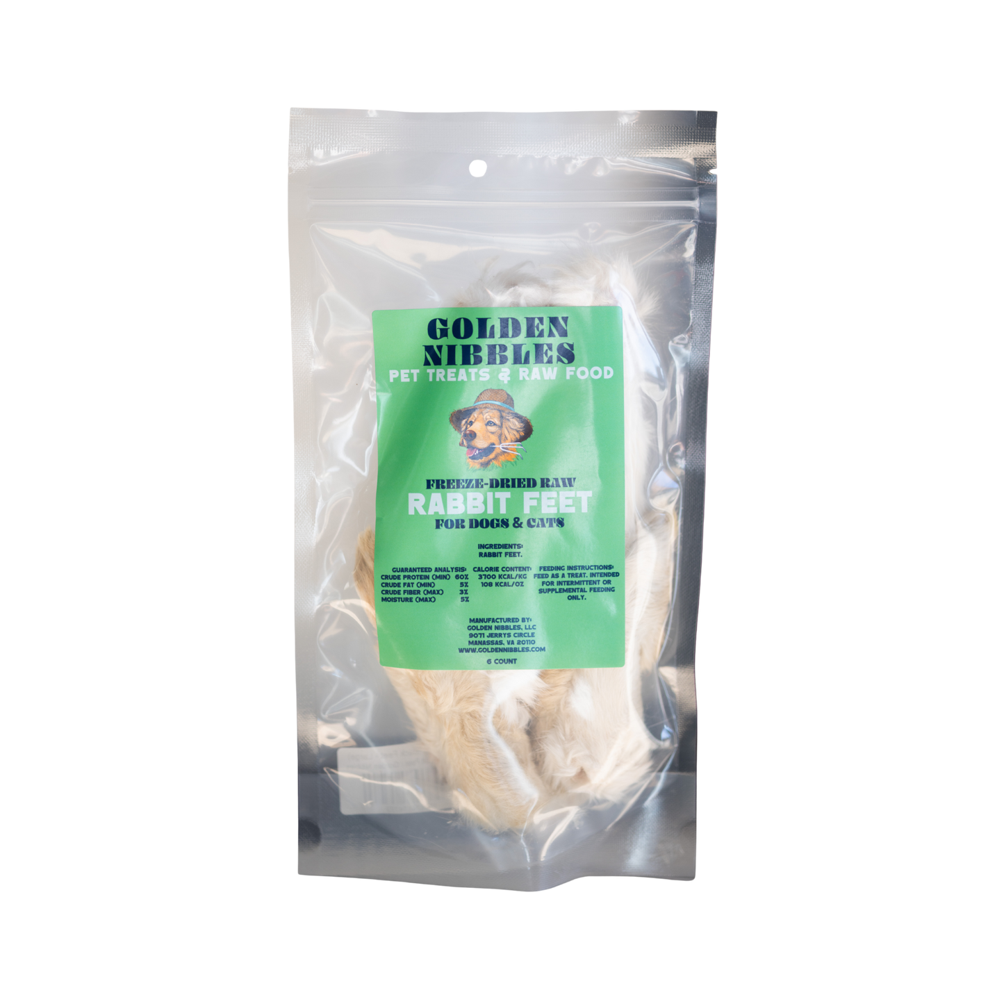 Golden Nibbles Freeze-Dried Raw Rabbit Feet