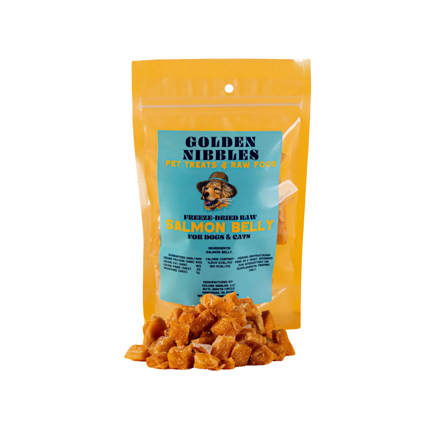 Golden Nibbles Freeze-Dried Salmon Belly for Cats & Dogs