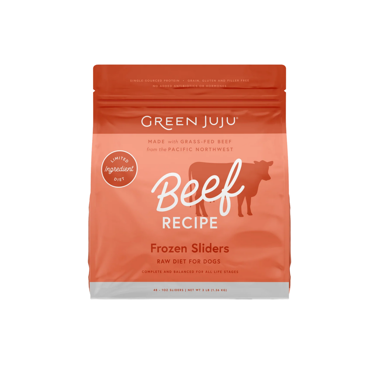Green Juju Beef Recipe Frozen Patties & Sliders for Dogs