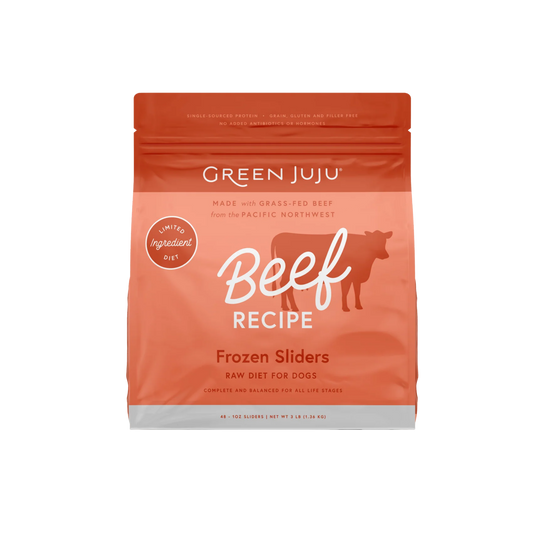 Green Juju Beef Recipe Frozen Patties & Sliders for Dogs