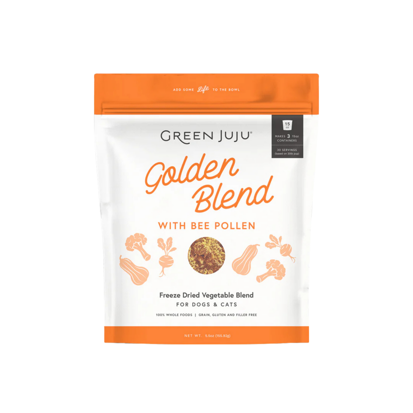 Green Juju Freeze-Dried Golden Blend with Bee Pollen for Dogs & Cats